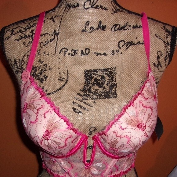 Youmita Coral Floral Embroidery Longline 34B Bra NWT - Picture 8 of 9